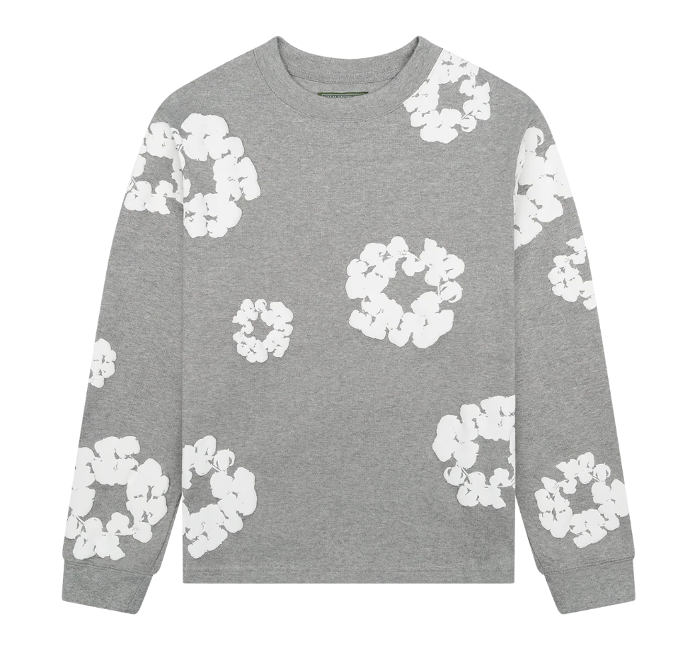 Cotton Wreath Long Sleeve Grey DENIM TEARS