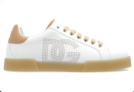 Dolce & Gabbana Portofino Sneaker Perforated DG Logo White Cream